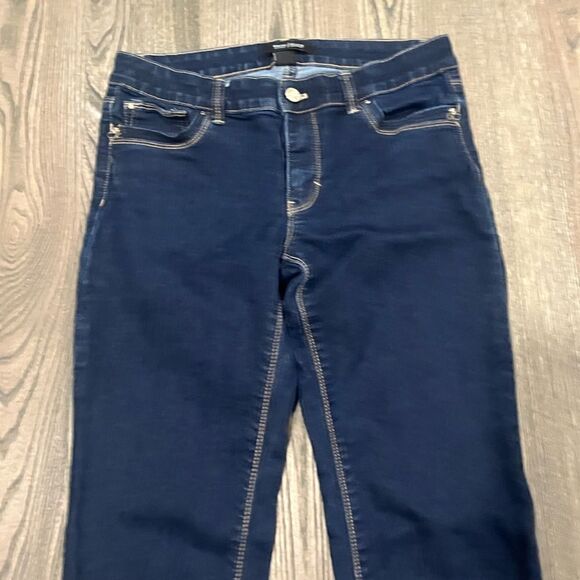 White House Black Market Straight Leg Jeans Cropped High Rise Dark Wash Size 4 - Picture 3 of 11